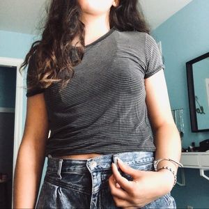 Grey and black striped shirt